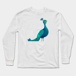 Cute Peacock Drawing Long Sleeve T-Shirt